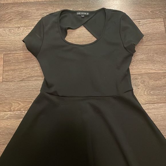 3/$25 CANDY Couture Midi Black Dress with small back opening Size Large. - Picture 9 of 12